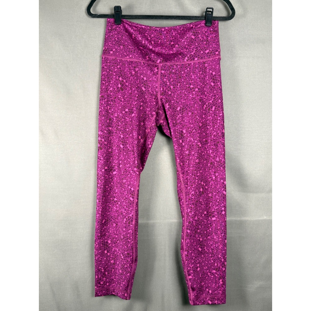 Lululemon Leggings Womens 10 Pink Mosaic Geometric High Rise Crop Activewear